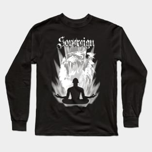 Meditating Sovereign Warrior with Powerful Lion Spirit Long Sleeve T-Shirt